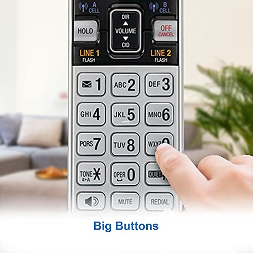 AT&T TL86103 2-Line Corded/Cordless for Small Business with Answering Machine, 2-Mailboxes, Connect-to-Cell, Caller ID Announcer, Intercom, Line-power, Long Range & Expandable to 12 Handsets