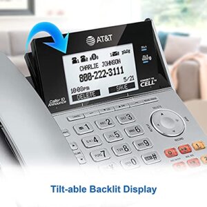 AT&T TL86103 2-Line Corded/Cordless for Small Business with Answering Machine, 2-Mailboxes, Connect-to-Cell, Caller ID Announcer, Intercom, Line-power, Long Range & Expandable to 12 Handsets