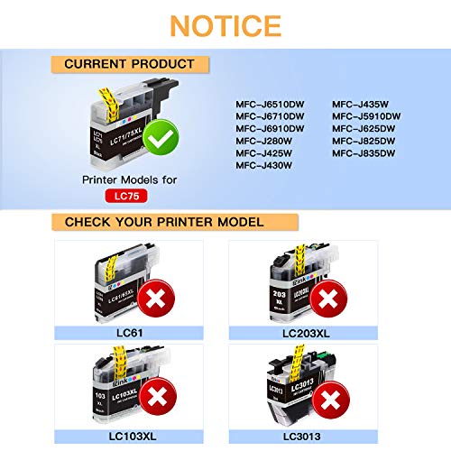 E-Z Ink (TM) Compatible Ink Cartridge Replacement for Brother LC75 LC71 LC79 XL to Use with MFC-J6510DW MFC-J6710DW MFC-J6910DW MFC-J280W MFC-J425W (5 Black, 3 Cyan, 3 Magenta, 3 Yellow) 14 Pack