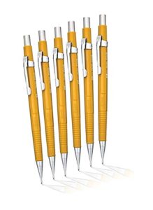 pentel sharp automatic drafting pencil, 0.9mm, yellow, pack of 6