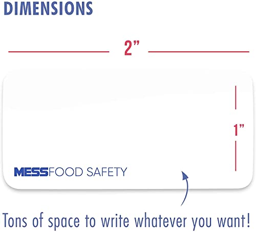 MESS Dissolvable Food Labels for Containers 1x2" Blank Kitchen Labels - Food Storage Labels - Removable Freezer Labels - Dissolvable Labels for Food Containers - Washable Canning Label (500)