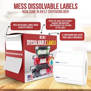 MESS Dissolvable Food Labels for Containers 1x2" Blank Kitchen Labels - Food Storage Labels - Removable Freezer Labels - Dissolvable Labels for Food Containers - Washable Canning Label (500)