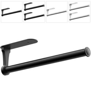 Paper Towel Holder Under Cabinet and Counter, Tclouda Aluminum Alloy Wall Mountd Paper Towel Rack, Available in Adhesive and Screws, Single Black