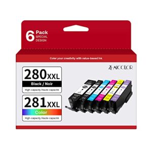 pgi-280xxl/cli-281xxl ink cartridges compatible replacement for canon 280 281 ink cartridges use to canon pixma ts8120 ts9120 ts8220 ts8320 ts8300 ts8322 ts9100 6 value pack