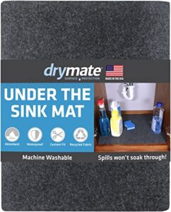 drymate under sink mat, waterproof cabinet protection mats for kitchen & bathroom, absorbent shelf liners, slip-resistant, non-adhesive, machine washable, durable (usa made)(24”x29”)(charcoal)