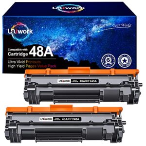 uniwork compatible 48a toner cartridge replacement for hp 48a toner cartridge black cf248a compatible with laserjet pro mfp m15w m29w m28w m30w m31w m16w printer toner, 2 pack