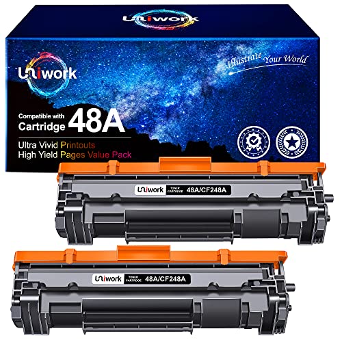 Uniwork Compatible 48A Toner Cartridge Replacement for HP 48A Toner Cartridge Black CF248A Compatible with Laserjet Pro MFP M15w M29w M28w M30w M31w M16w Printer Toner, 2 Pack