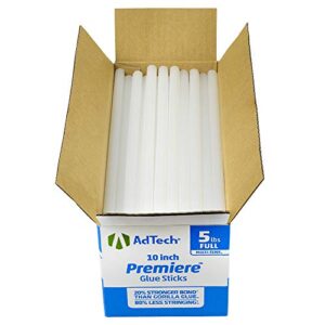 adtech premiere hot glue sticks 10″ full size, white, 85 sticks