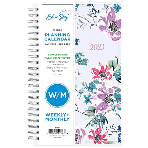 Blue Sky 2023 Weekly and Monthly Planner, January - December, 5" x 8", Clear Pocket Cover, Wirebound, Laila (142087)