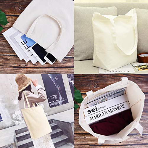 Canvas Tote Bags,2 Pcs Tote Bags Multi-Purpose Reusable Blank Canvas Bags Use For Grocery Bags,Shopping Bags,DIY Gift Bags
