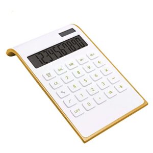 calculator, 10 digits solar battery basic, dual powered desktop calculator, tilted lcd display, inclined design slim desk calculator by sportsvoutdoors (white)