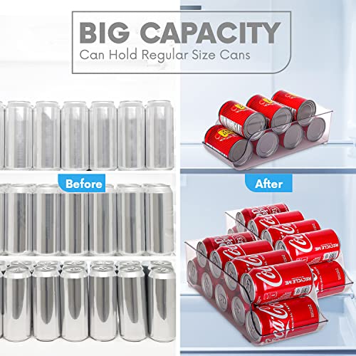 Soda Can Organizer for Pantry/Refrigerator Pack of 2 - Holds Up To 9 Cans (7oz) - Beverage & Canned Food Organizer By Homeries