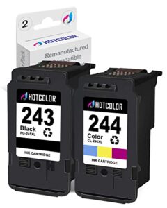 hotcolor pg-243 cl-244 replacement for canon ink cartridges 243 and 244 for canon 243 black ink for canon mg2522 ink cartridges pixma ts3120 ts3122 mx492 mg2525 tr4520(1black/1tri-color, 2pk)