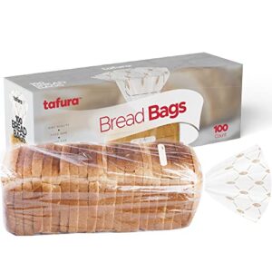 bread bags (100 count) bread bags for homemade bread, plastic bread bags with twist ties, 100 clear storage bags, bpa free