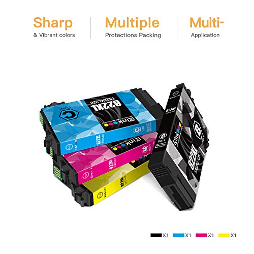 E-Z Ink(TM Remanufactured Ink Cartridgee Replacement for Epson 822 822XL T822 High Yield to use with EPSON Workforce Pro WF-3820 WF-4820 WF-4830 WF-4834 (1 Black, 1 Cyan, 1 Magenta, 1 Yellow)