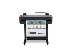 hp designjet t630 large format wireless plotter printer – 24″, with auto sheet feeder, media bin & stand (5hb09a) black