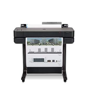 HP DesignJet T630 Large Format Wireless Plotter Printer - 24", with Auto Sheet Feeder, Media Bin & Stand (5HB09A) Black