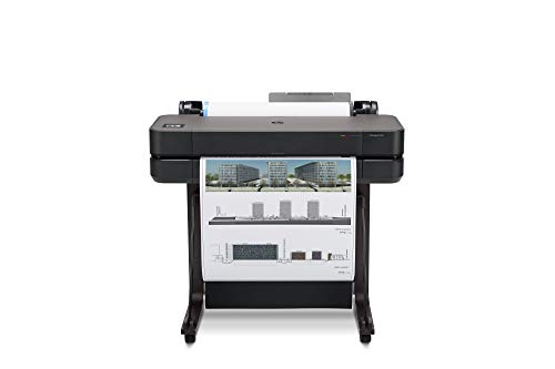 HP DesignJet T630 Large Format Wireless Plotter Printer - 24", with Auto Sheet Feeder, Media Bin & Stand (5HB09A) Black