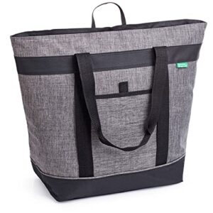 jumbo insulated cooler bag (charcoal) with hd thermal foam insulation. premium quality soft cooler makes a perfect insulated grocery bag, food delivery bag, travel cooler bag, or beach cooler