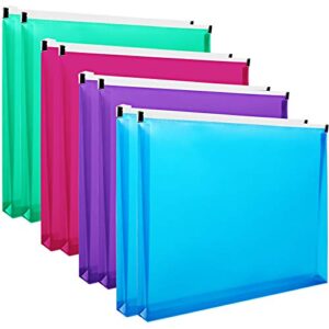 eoout 8pcs plastic envelopes, 9.8 x 12.8 inches letter size poly zip envelopes, expanding zipper folder with 4 assorted colors for school and office supplies