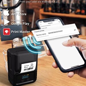 Petural M120 Label Maker-Barcode Label Printer, 3 Rolls Labels Set Bluetooth Label Maker, Thermal Portable Mini Label Maker Machine for Barcode,Qr Code,Small Business,Home Labeling,Address etc,Black