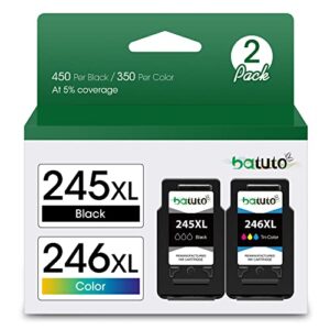 batuto remanufactured inkjet replacement for canon pg-245xl cl-246xl 245 246 xl (1 black, 1 tri-color) for pixma mx492 mx490 mg2520 mg2920 mg2420 mg2522 mg2922 mg2525 mg3022 mg3020 ip2820