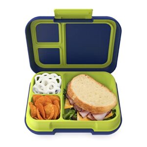 bentgo® pop – leak-proof bento-style lunch box with removable divider for 3-4 compartments – perfect for kids 8+ and teens, microwave/dishwasher safe, bpa-free & sustainable (navy blue/chartreuse)