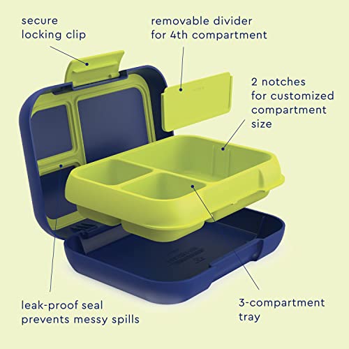Bentgo® Pop - Leak-Proof Bento-Style Lunch Box with Removable Divider for 3-4 Compartments - Perfect for Kids 8+ and Teens, Microwave/Dishwasher Safe, BPA-Free & Sustainable (Navy Blue/Chartreuse)