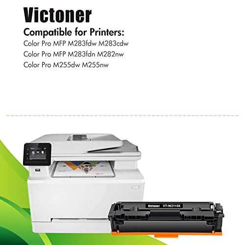 VICTONER 206X 206A Toner Cartridges 4 Pack High Yield (with Chip) Compatible Replacement for HP 206X 206A W2110X W2110A Work for HP Color MFP M283fdw M283cdw M283 Pro M255dw Printer Set Ink (B/C/Y/M)