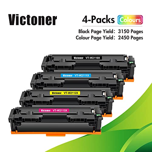 VICTONER 206X 206A Toner Cartridges 4 Pack High Yield (with Chip) Compatible Replacement for HP 206X 206A W2110X W2110A Work for HP Color MFP M283fdw M283cdw M283 Pro M255dw Printer Set Ink (B/C/Y/M)