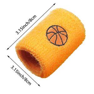 24 Pieces Sports Wristbands for Kids, Colorful Wrist Sweatbands Cotton Terry Cloth Wristbands with 6 Basketball Design for School Students Teacher Sports Party Birthday Party Favors, 6 Colors