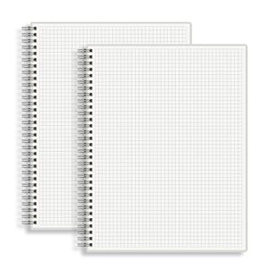 hulytraat large graph ruled wirebound spiral notebook, 8.5 x 11 inches, 5mm grid (2 sq/cm) paper pad, premium 100gsm ivory white acid-free paper, 128 squared/grid pages per book (pack of 2)