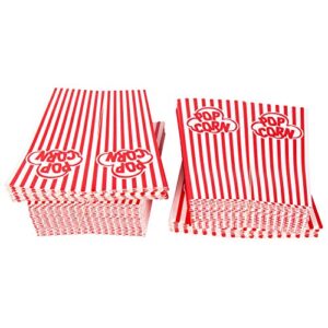 GSM Brands Popcorn Containers Boxes (100 Pack) - Striped White and Red Paper - for Home Movie Theater