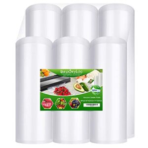 surpoxyloc 6 pack 8″x20′(3rolls) and11″x20′(3rolls) food vacuum sealer bags rolls with bpa free,heavy duty,great for sous vide and vac seal storage