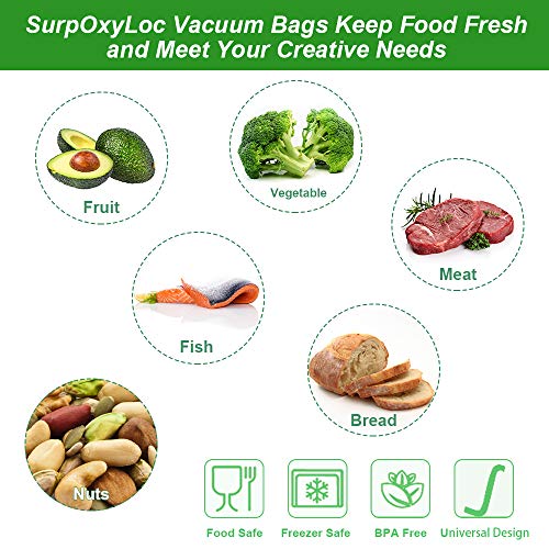 SurpOxyLoc 6 Pack 8"x20'(3Rolls) and11"x20'(3Rolls) Food Vacuum Sealer Bags Rolls with BPA Free,Heavy Duty,Great for Sous Vide and Vac Seal storage