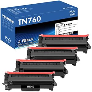 infitoner tn-760 toner cartridge black high yield compatible replacement for brother tn760 tn 760 tn730 tn-730 for mfc-l2710dw hl-l2395dw hl-l2350dw hl-l2370dw printer (toner tn-730/tn-760, 4-pack)