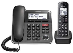 panasonic expandable corded/cordless phone system with answering machine and one touch call blocking – 1 handset – kx-tgb850b (black)