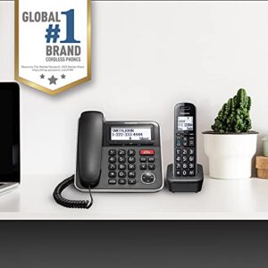 Panasonic Expandable Corded/Cordless Phone System with Answering Machine and One Touch Call Blocking – 1 Handset - KX-TGB850B (Black)