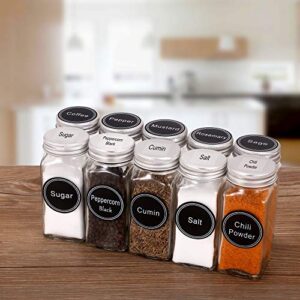 SWOMMOLY 771 Printed Spice Jar Labels with Extra Write-on Labels, Pantry Stickers and Chalk Marker Pen. Chalkboard and Transparent Labels Set