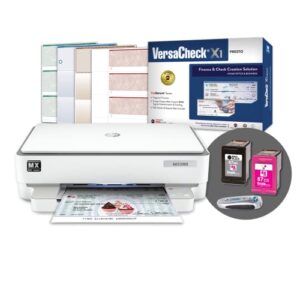 versacheck hp envy 6055 mxe all-in-one micr check printer presto software bundle, white