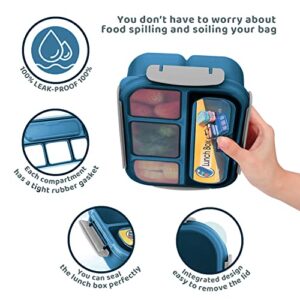 Bento Box,Bento Box Adult Lunch Box, Lunch Box Containers for Toddler/Kids/Adults, 1300ml-4 Compartments&Fork, Leak-Proof, Microwave/Dishwasher/Freezer Safe, Bpa-Free(Blue)