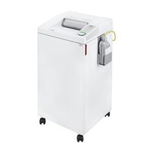 ideal. 2604 cross-cut centralized office shredder with automatic oiler, continuous operation, 23 to 25 sheet feed capacity, 26 gal bin, shred staples/paper clips/credit cards/cds/dvds, p-4 security