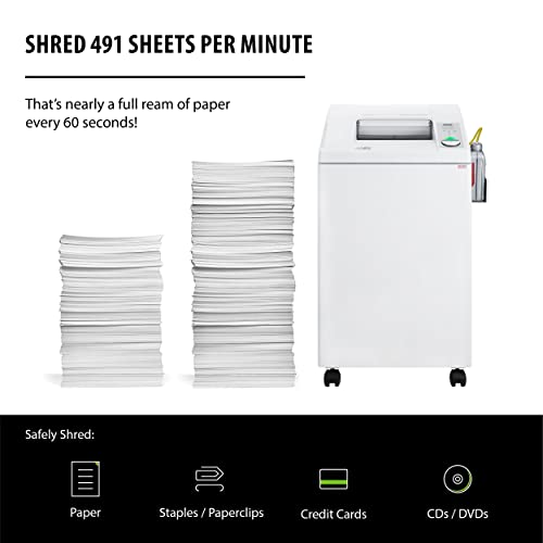 ideal. 2604 Cross-Cut Centralized Office Shredder with Automatic Oiler, Continuous Operation, 23 to 25 Sheet Feed Capacity, 26 gal Bin, Shred Staples/Paper Clips/Credit Cards/CDs/DVDs, P-4 Security