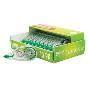 tombow 68722 mono mini correction tape easy to use applicator for instant corrections,clear, 10-pack