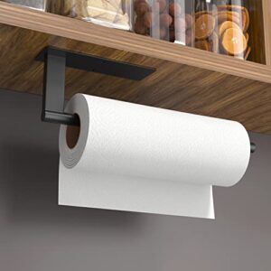 Paper Towel Holder Under Cabinet, Stainless Steel Kitchen Roll Holder Matte Black, Self-Adhesive Kitchen Towel Rack Wall-Mounted, Suitable for Pantry, Kitchen, Bathroom