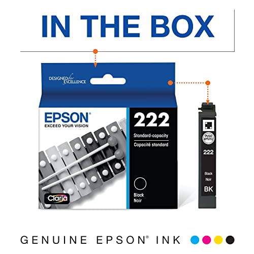 Epson T222 Black Ink Cartridge, Standard Capacity