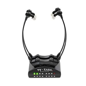 tv ears dual digital wireless headset system – use 2 headsets at same time w/ different volume, supports all tvs, ideal for seniors & hearing impaired, infrared, plug n’ play – dr recommended – 11841