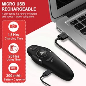 Rechargeable Presentation Clicker with Red Laser Pointer, Wireless Presenter Remote for PPT Clicker, 2.4GHz Presentation Remote Slide Advancer Powerpoint Clicker for Mac/Computer/Laptop/Keynote…