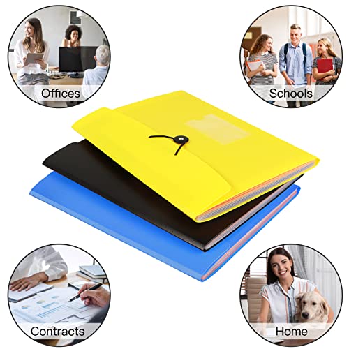 7 Pocket Accordian File Folders, Expanding File Folder A4 Letter Size Paper Portable Document Organizer-Yellow