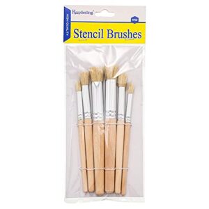 wooden stencil brushes natural stencil bristle brushes dome art painting brushes wood paint template brush for acrylic oil watercolor art painting diy crafts card making supplies, 3 sizes (6 pieces)